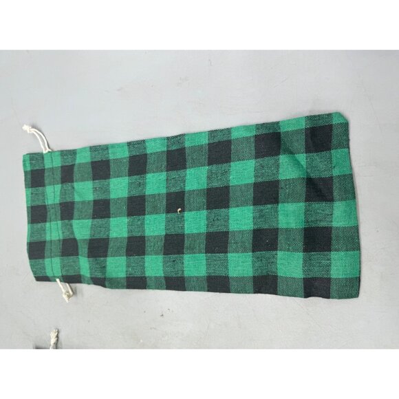 Set Of 6 Christmas Drawstring Wine Gift Bags Green Buffalo Plaid Snowman READ - Picture 7 of 7